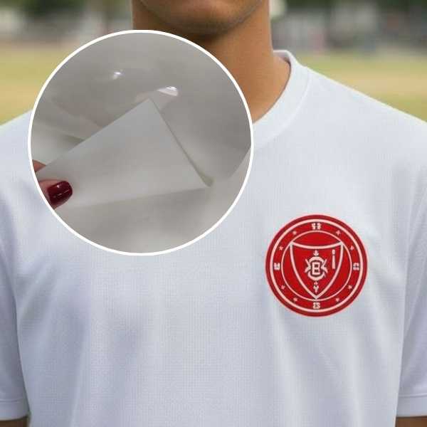 camiseta com escudo de time de futebol feito com transfer de impressão para patch 3D