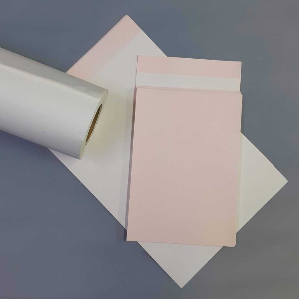 rolo de papel para sublimação fundo rosa, papel para sublimação A4 e papel para sublimação A3