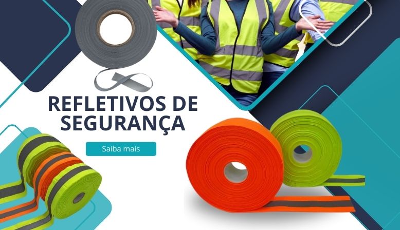 banner com recortes de imagens dos exemplos e produtos da fita refletiva de segurança