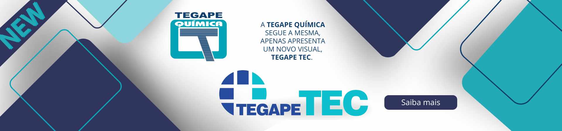 recorte de imagem mostrando duas logos e o recado sobre a mudança de tegape química para tegape tec.