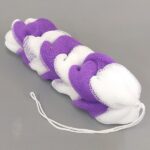 Esponja trançada de nylon roxa e branca