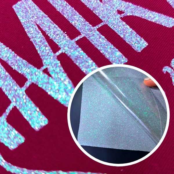 detalhe das cores do filme de recorte glitter