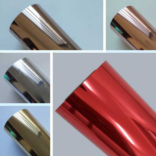 rolos de filmes de recorte dourado, filme de recorte cobre metálico, filme de recorte prata, filme de recorte rosê metálico, filme de recorte metalizado vermelho
