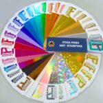 amostras de fita hot stamping para placas automotivas de diversas cores