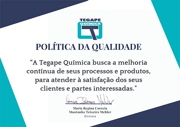 imagem do documento que descreve a política de qualidade da Tegape Química