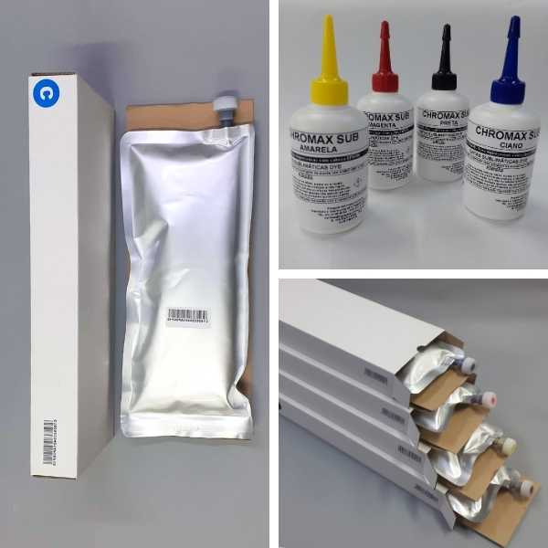 tinta para sublimação litro e as quadro cores CMYK